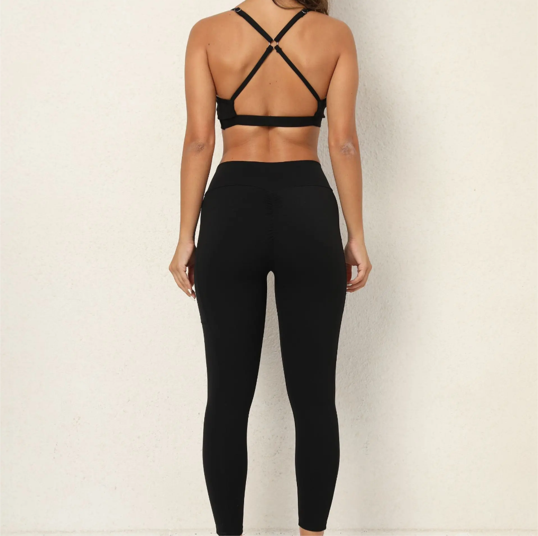 Shockproof sports bra breathable leggings Gym/yoga set
