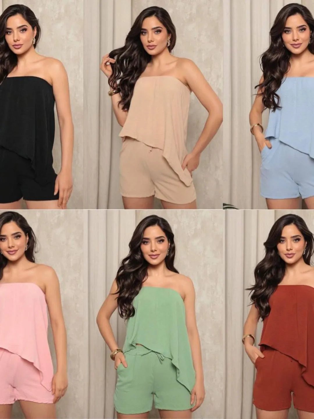 Conjunto de duas pecas de verao para mulheres top tubo e shorts 97