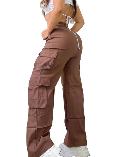 Calças femininas largas e casuais com bolsos 27