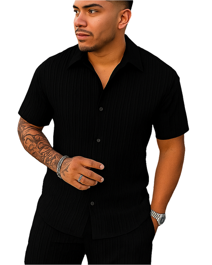 Conjunto Masculino Camisa e Shorts — Modelagem Solta e Tecido Respirável