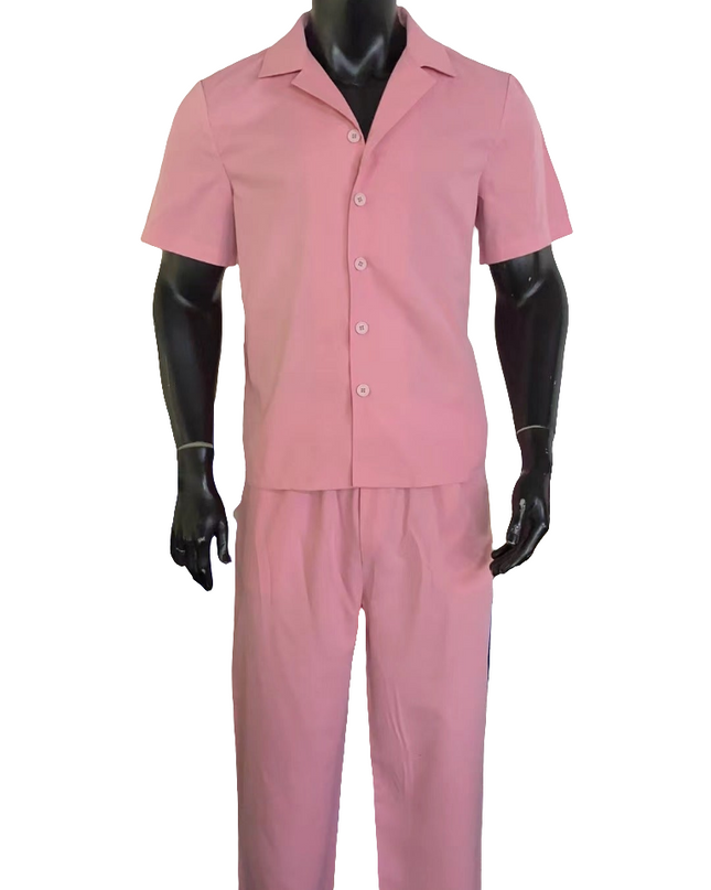 Men's two piece woven casual shirt pants set