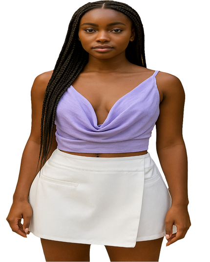 Saia curta envolvente assimétrica em camadas 31