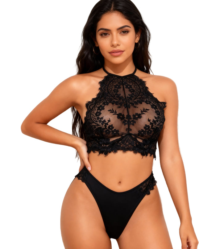 Conjunto de sutiã e calcinha bralette de renda 65