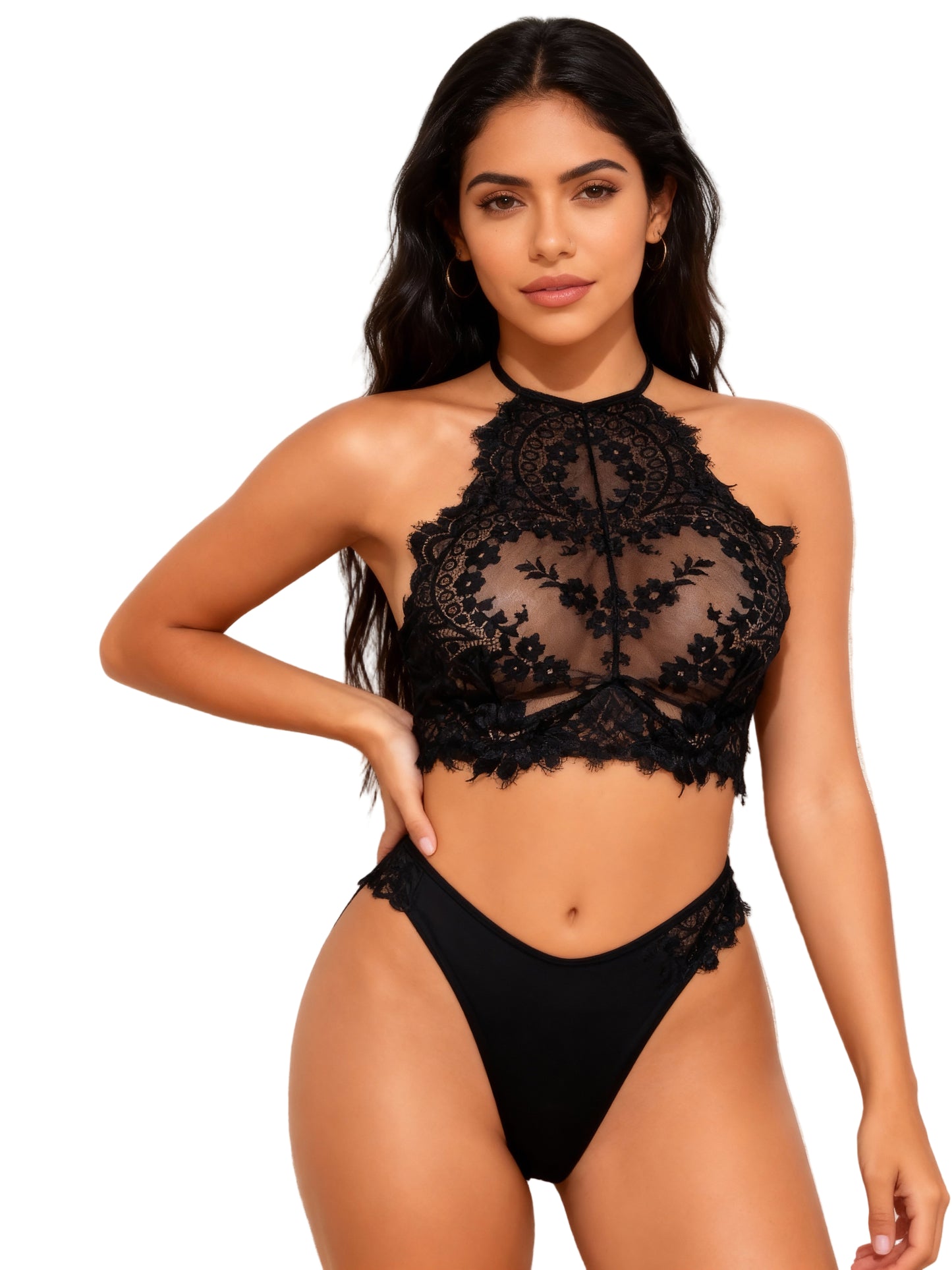 Conjunto de sutiã e calcinha bralette de renda 65