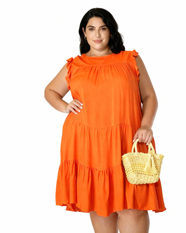 Vestido casual plus size em camadas 40