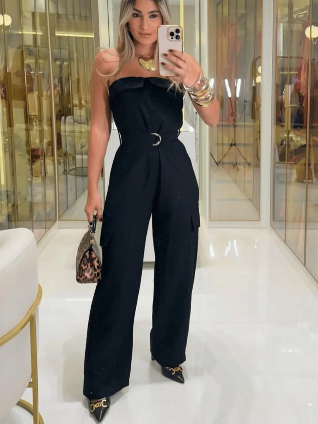 Macacão Feminino Pantalona Tomara que caia com cinto 102