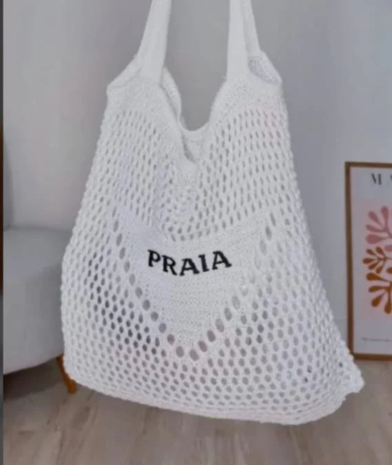 GIP Bolsa de Praia Feminina Tricô Bolsa de Ombro Ampla Crochê Verão 581