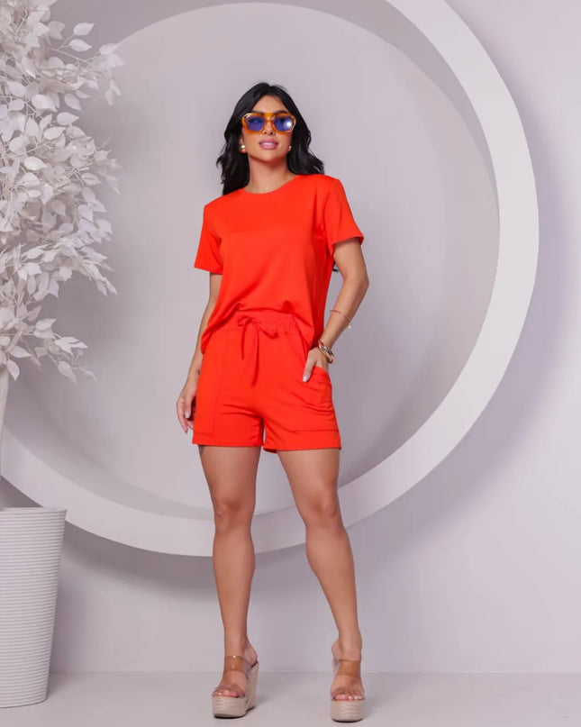 Conjunto Feminino Moletinho Short e blusa Confortável 138