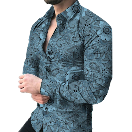 Men's digital print long sleeve shirt