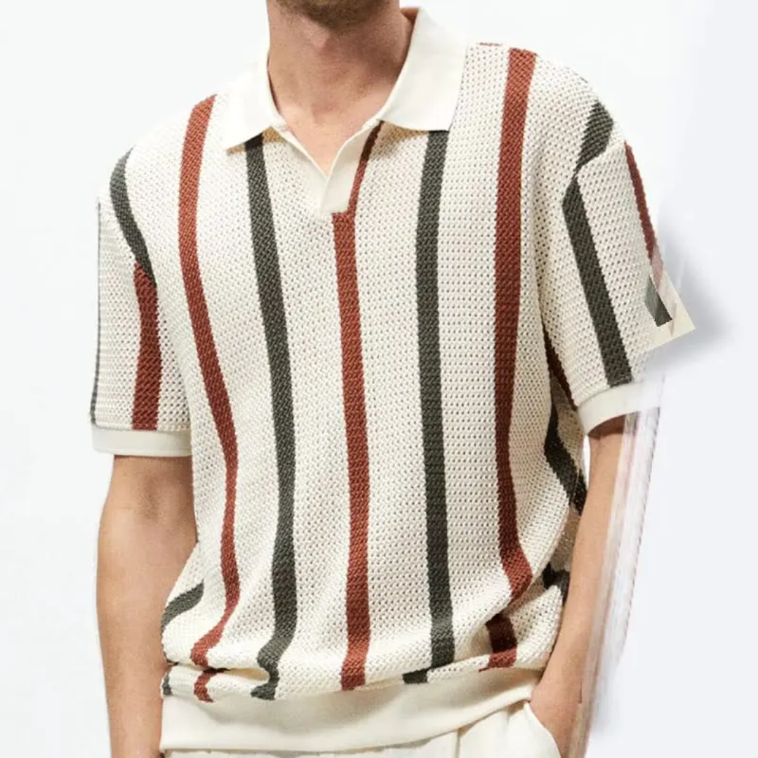 Camisa Malha Combinação de Cores Cáqui, Moda Masculina Primavera e Verão 257
