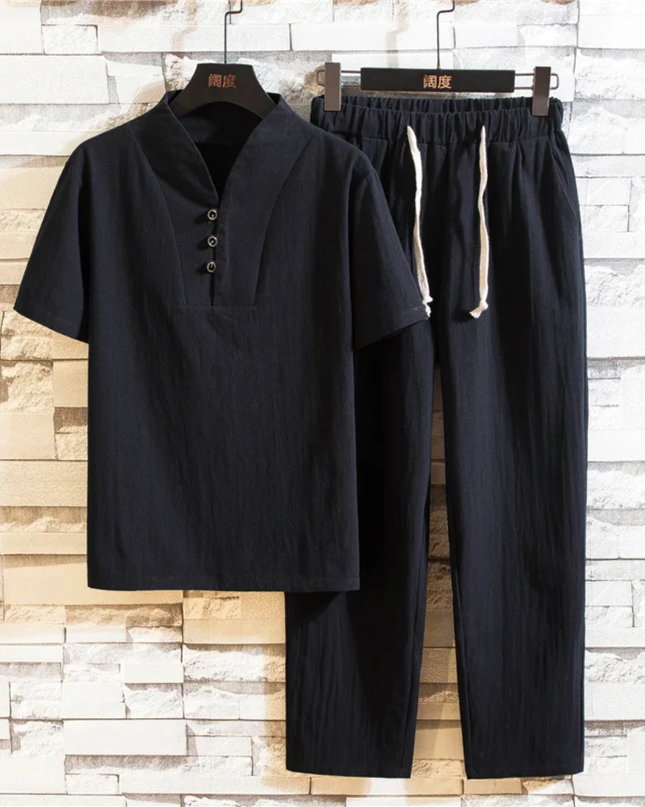 Men's 2 piece thin shirt and long pants set