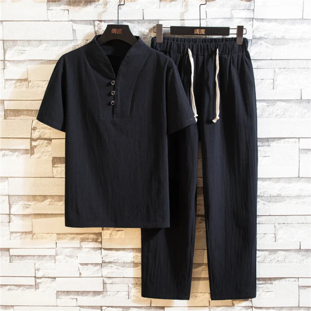Men's 2 piece thin shirt and long pants set