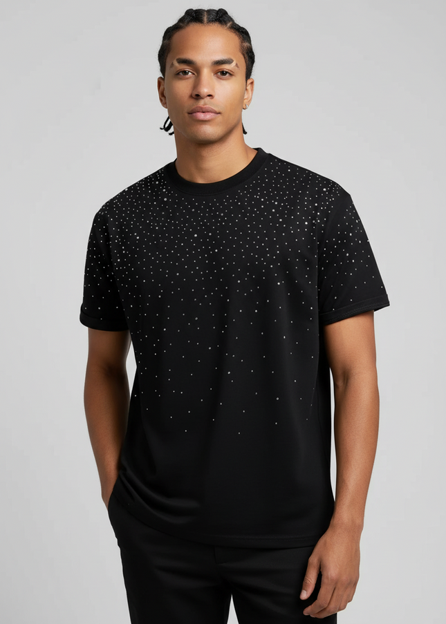 HMN Camisa Masculina, Processo de Perfuração a Quente, Camiseta Masculina Casual de Manga Curta e Gola Redonda 486