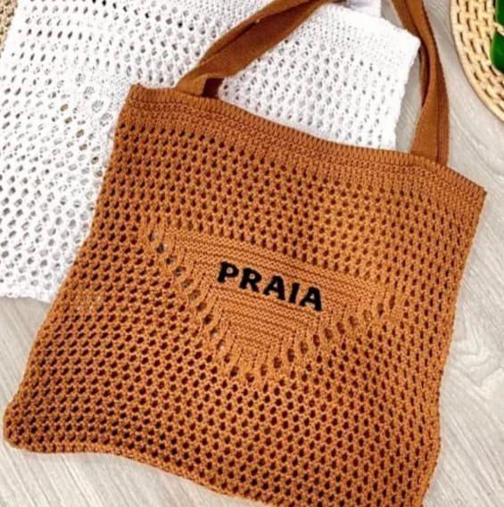GIP Bolsa de Praia Feminina Tricô Bolsa de Ombro Ampla Crochê Verão 581