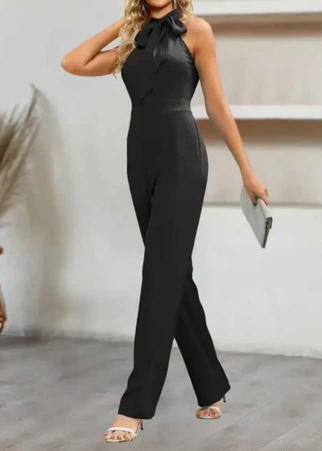 Macacão De Pescoço Halter Feminino, gola alta e cintura midi 527