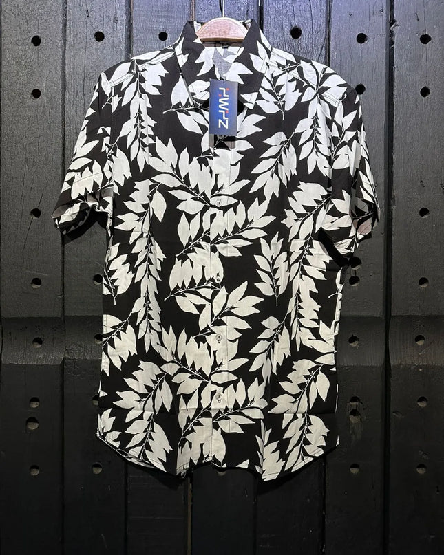 Camisa Floral Viscose Masculina Camisa Estampada Com Botão 466