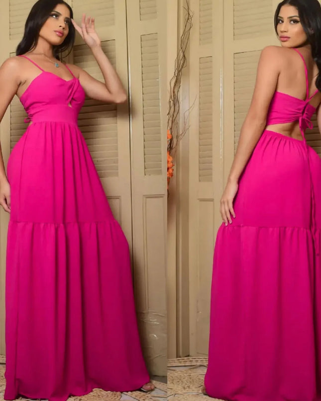 Vestido longo com bojo peito torcido 279