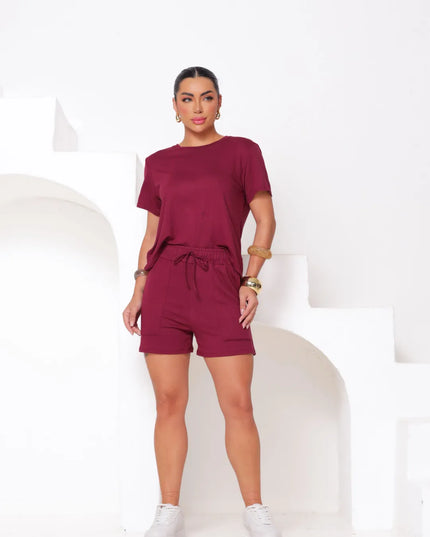 Conjunto Feminino Moletinho Short e blusa Confortável 138