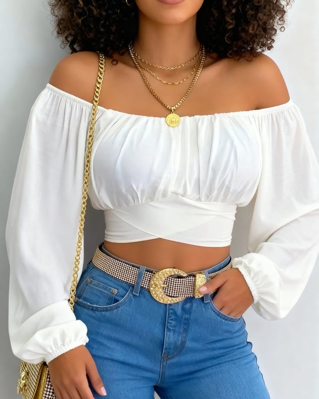 Top curto de manga comprida com bojo 87