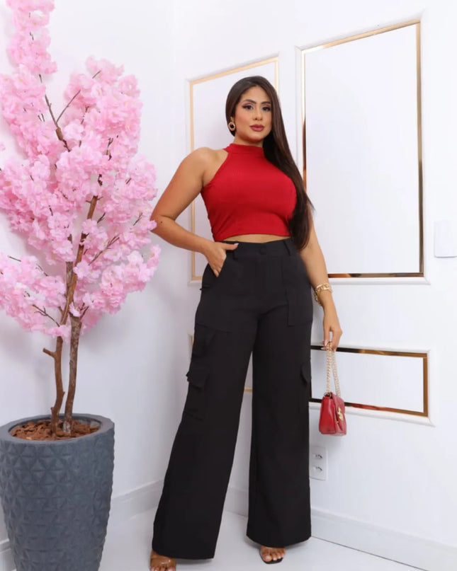 Cropped Top Regata Nadador Feminino Básico Tecido Canelado com Bojo 233