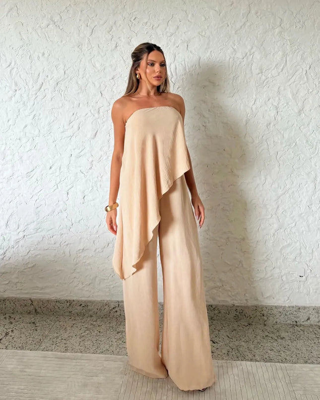 Macacão de perna larga de cor sólida 20