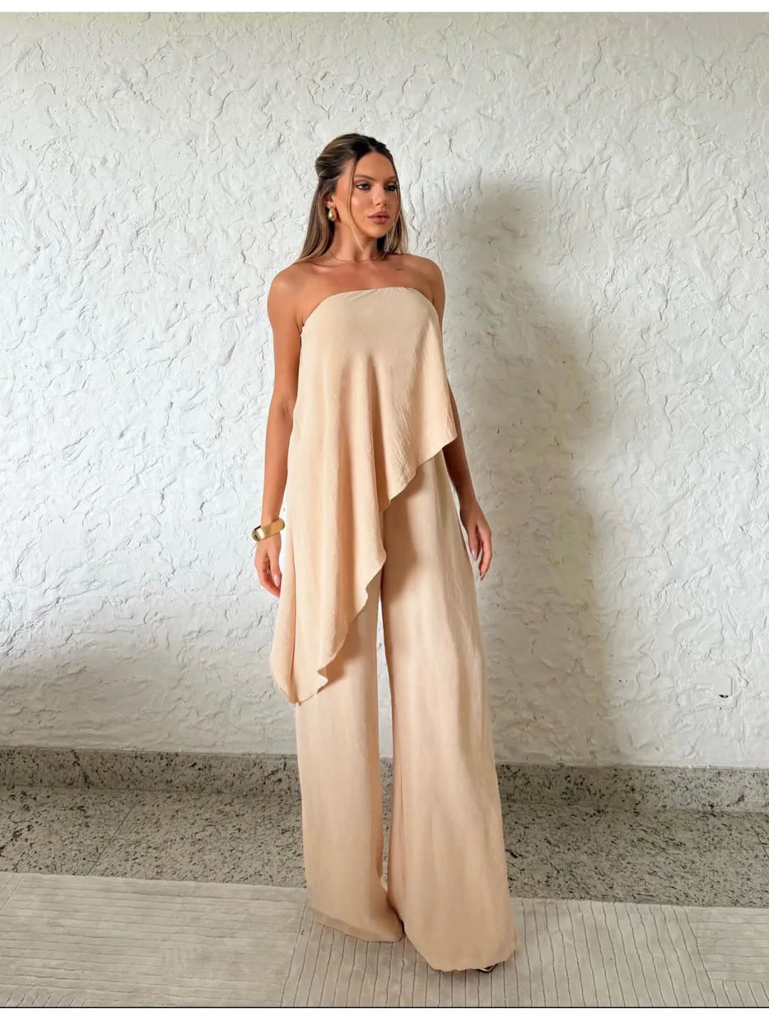 Macacão de perna larga de cor sólida 20