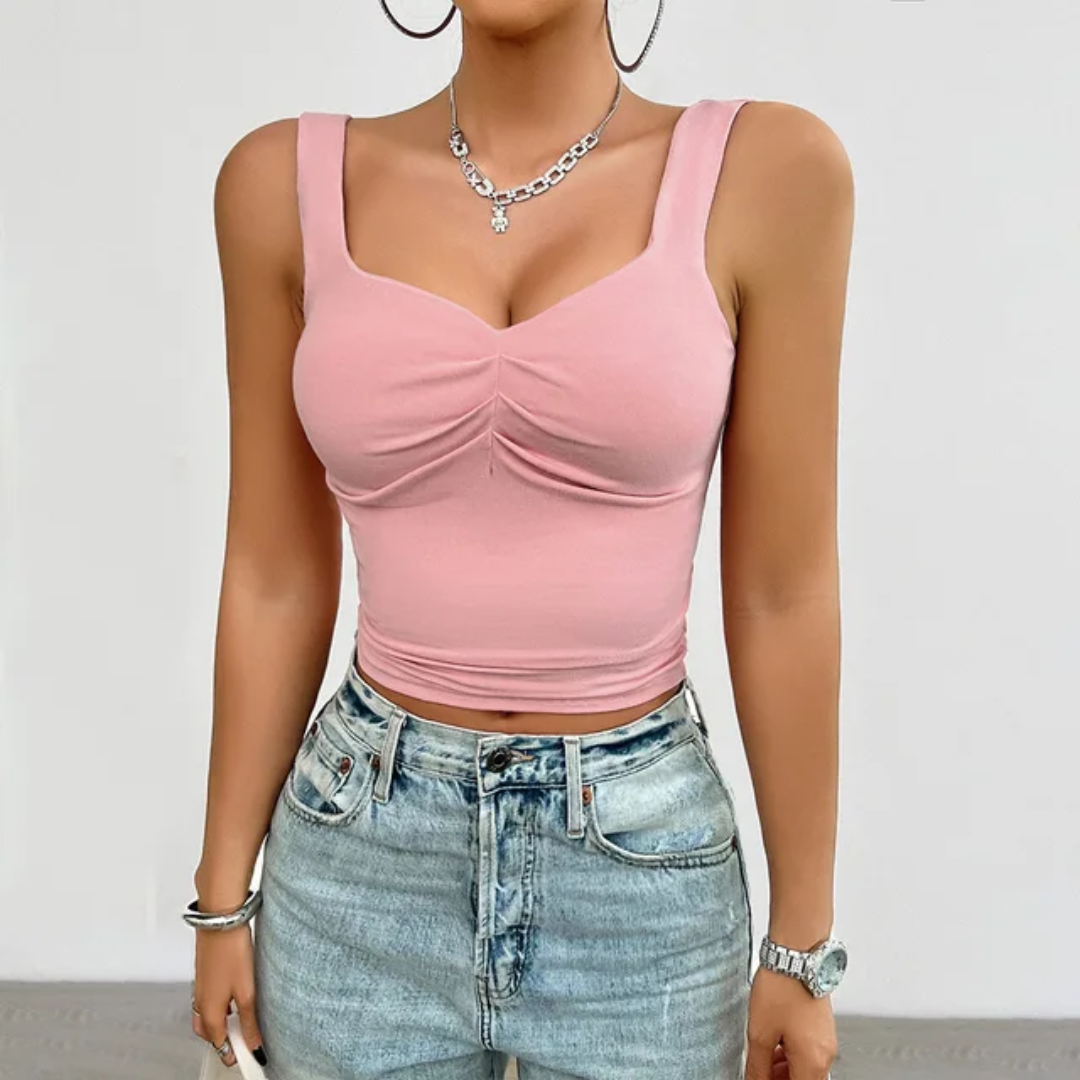 Camisole diário feminino simples de cor sólida 146