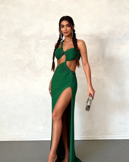 Vestido Feminino Midi Recorte Sensual Lateral 113