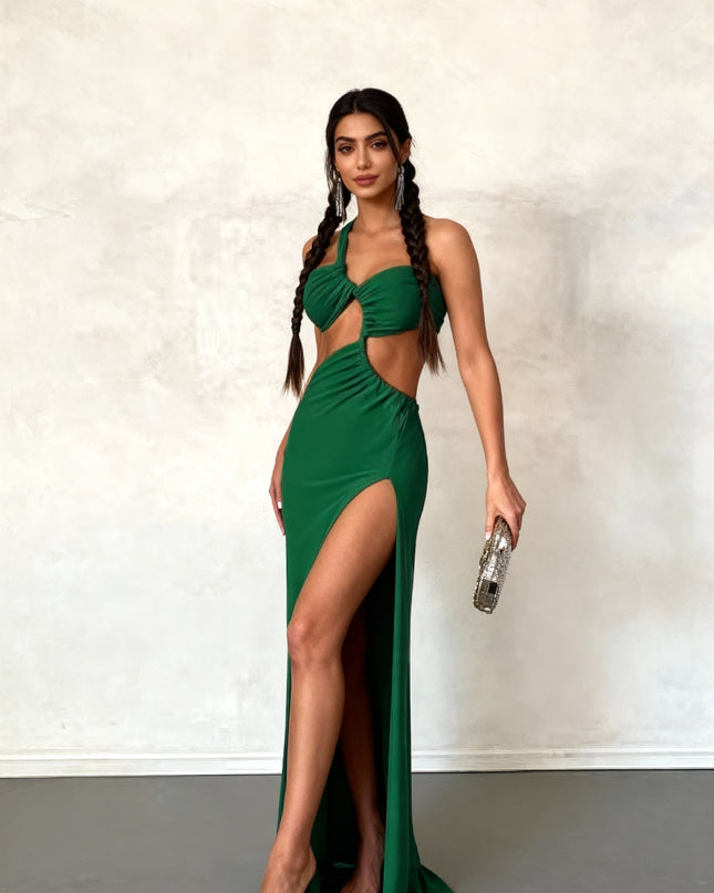 Vestido Feminino Midi Recorte Sensual Lateral 113