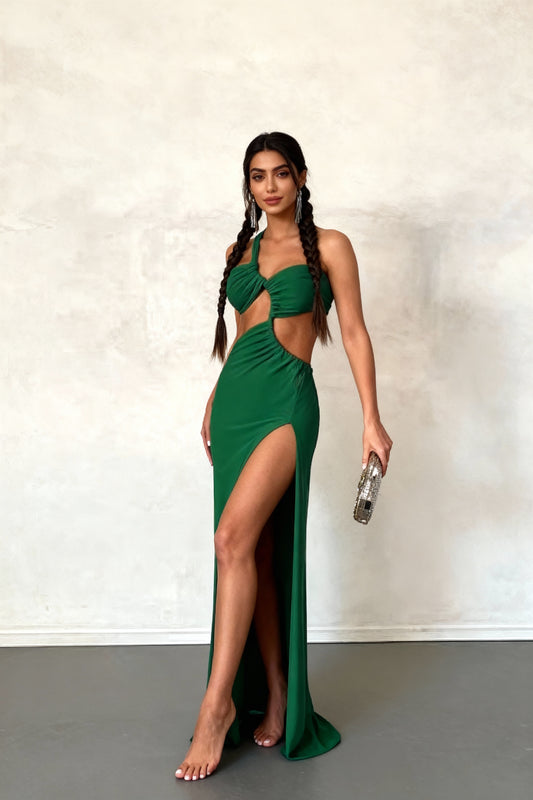 Vestido Feminino Midi Recorte Sensual Lateral 113