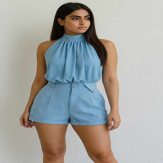 Blusa de chiffon estilo francês com decote pendurado 19