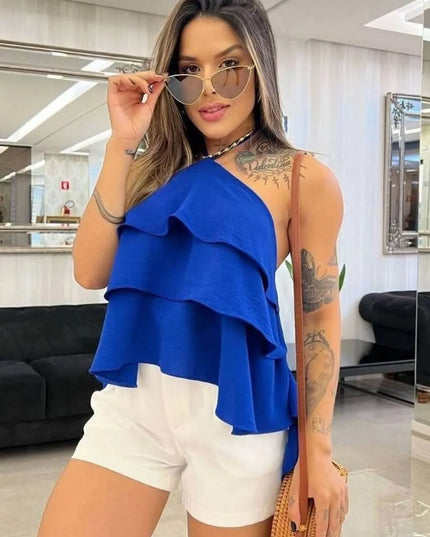 Blusa Feminina Blusinha Bata 3 babado Duna Amarração Costa Nua 295