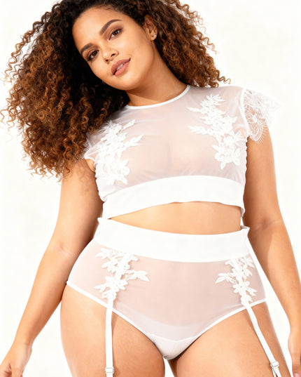 Conjunto de sutiã e calcinha de renda plus size feminino 67