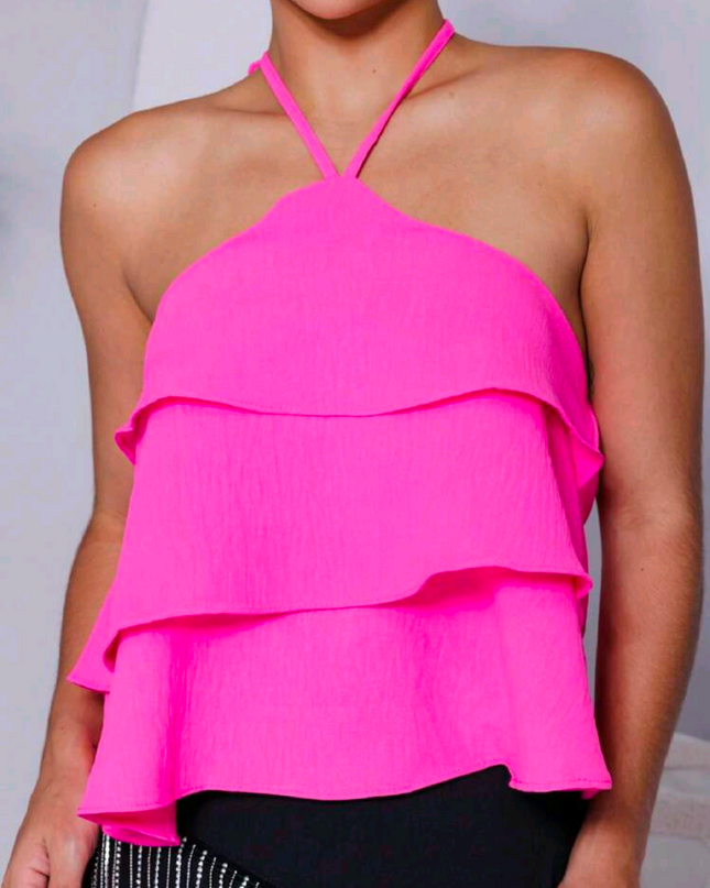 Blusa Feminina Blusinha Bata 3 babado Duna Amarração Costa Nua 295