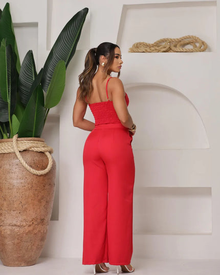 Conjunto de calça pantalona com croped alfaiataria 249