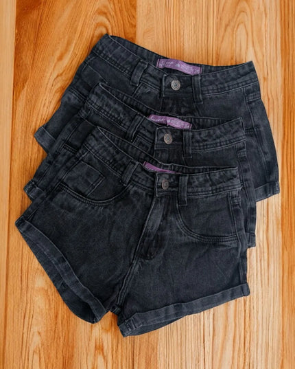 Short jeans grafite feminino barra dobrado 333
