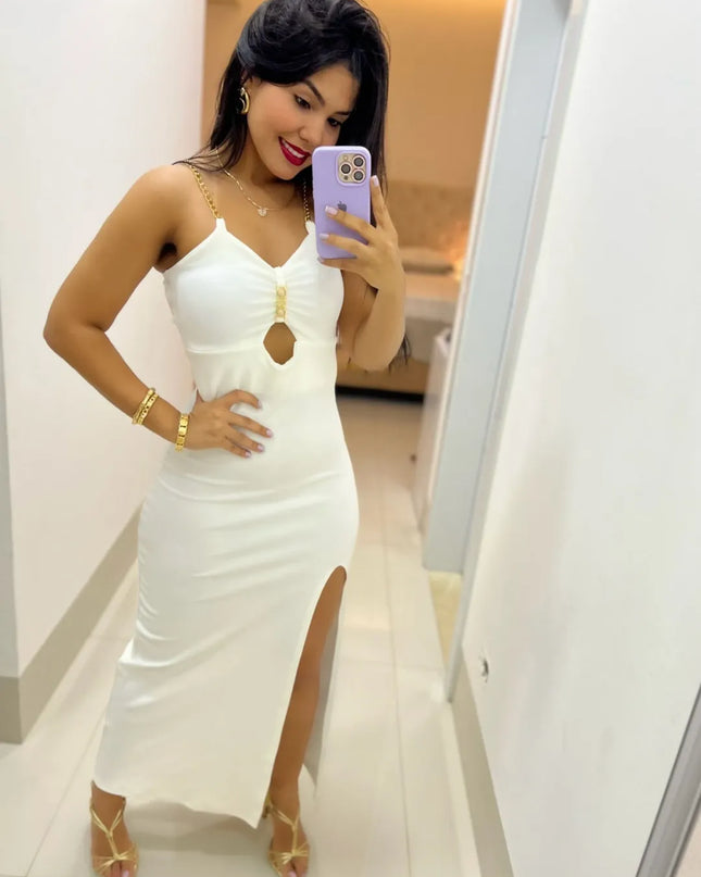 Vestido Longo Feminino com Fenda Alta 443