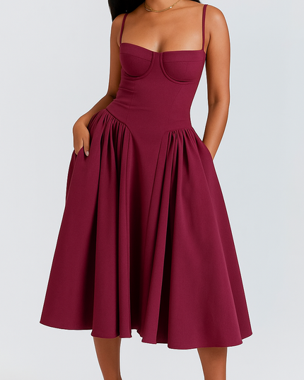 Long Women's prom maxi suspender dress