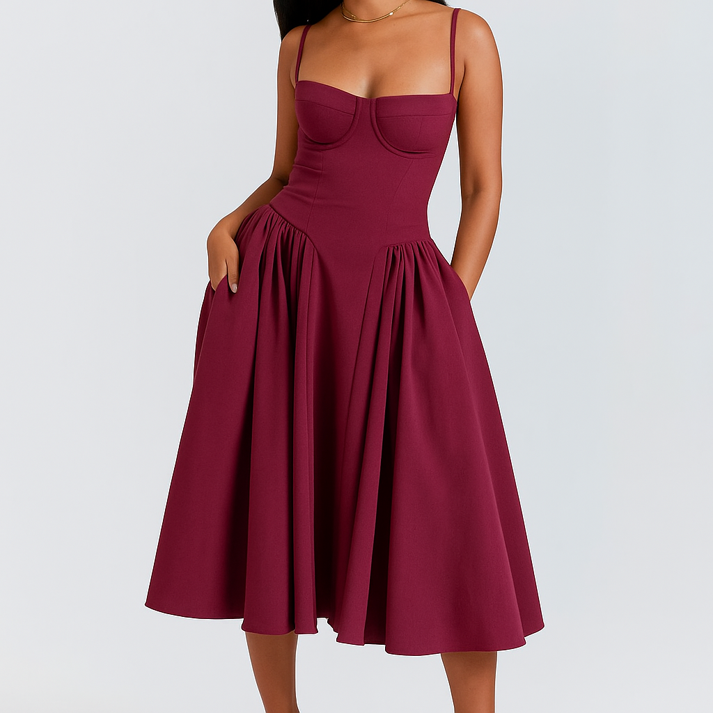 Long Women's prom maxi suspender dress