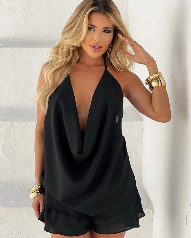 Macaquinho livia Helena com gola alta e alças finas 75