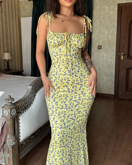 Floral lace backless dress