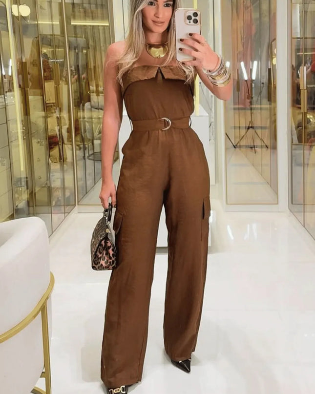 Macacão Feminino Pantalona Tomara que caia com cinto 102