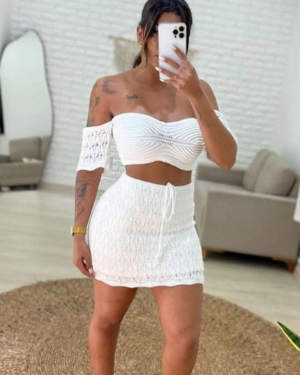 Conjunto Tricot Modal Cropped e Saia Conjunto Novo Moda Feminina 479