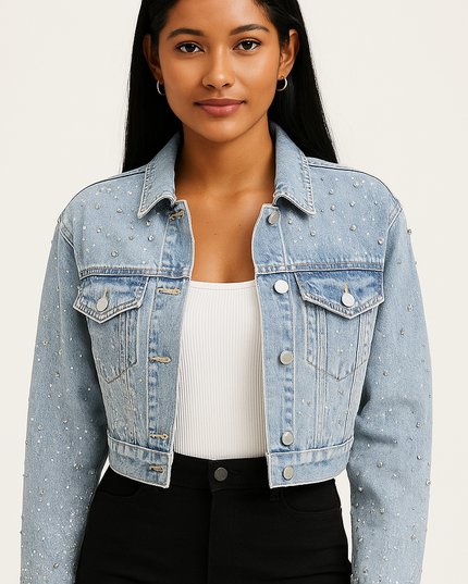 Women's quilted denim jacket