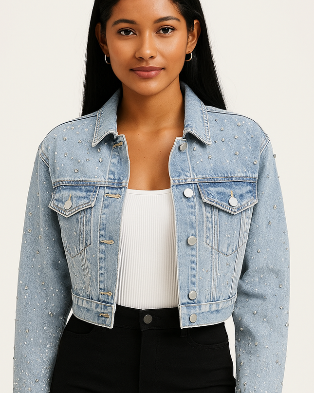 Women's quilted denim jacket
