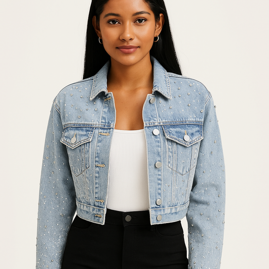 Women's quilted denim jacket