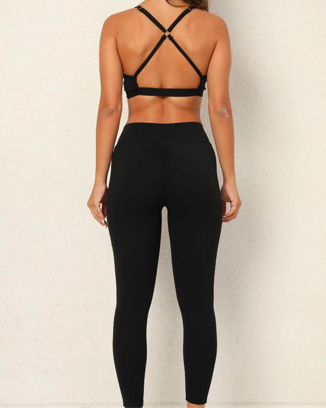 Shockproof sports bra breathable leggings Gym/yoga set