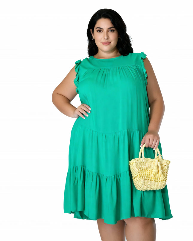 Vestido casual plus size em camadas 40