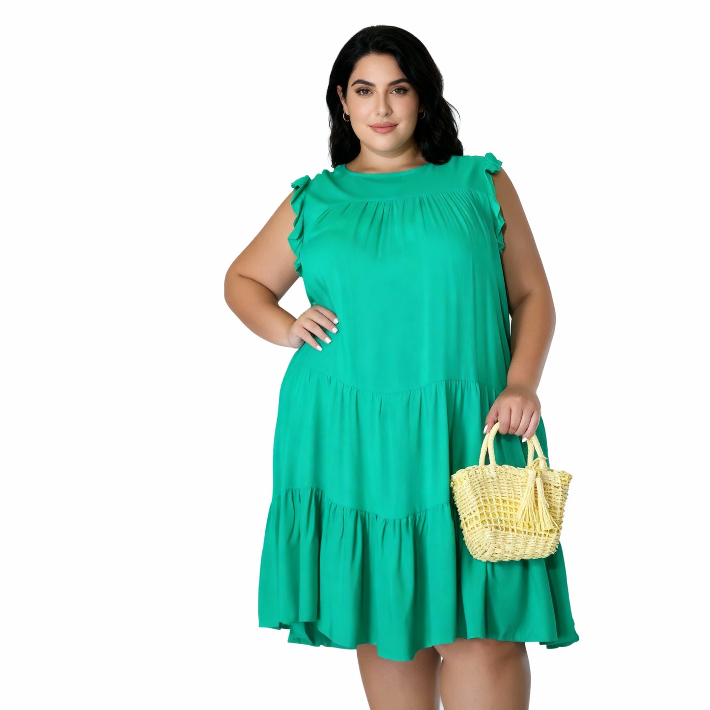 Vestido casual plus size em camadas 40