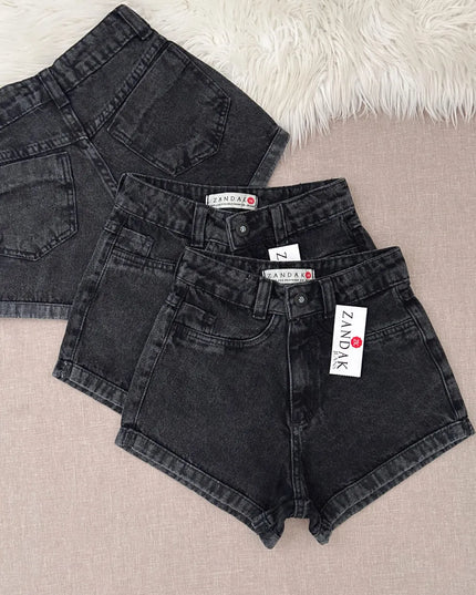 Short Jeans Feminina Lisa Preta Marmorizado 331